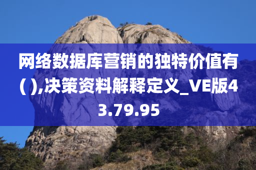 网络数据库营销的独特价值有( ),决策资料解释定义_VE版43.79.95