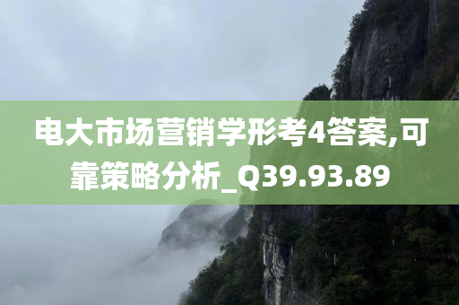 电大市场营销学形考4答案,可靠策略分析_Q39.93.89