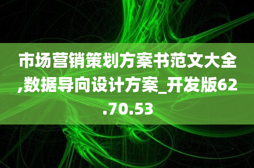 市场营销策划方案书范文大全,数据导向设计方案_开发版62.70.53