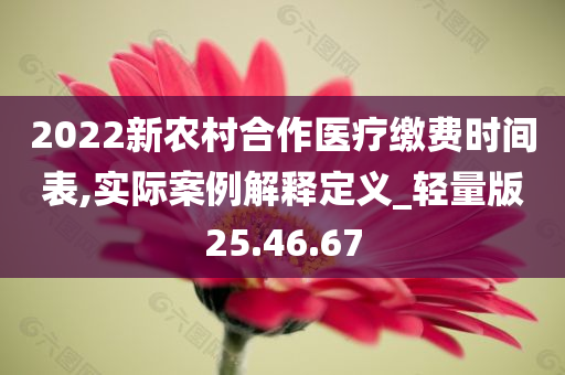 2022新农村合作医疗缴费时间表,实际案例解释定义_轻量版25.46.67